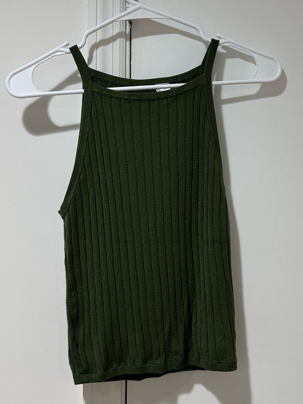 H&M Divided Women’s S Olive Green Ribbed High Neck Tank Top